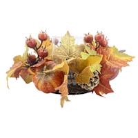 Pumpkin & Leaves Candle Holder, 5.3"