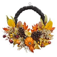 Pumpkin Pinecone Fall Leaves Wreath, 22"
