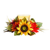 6In Sunflower Candle Holder W/Glass X1
