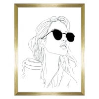 Framed Coffee Lover Line Drawing Wall Art, 17x13