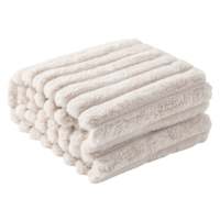 Providence Neutral Channel Faux Fur Oversized Throw Blanket, 60x80