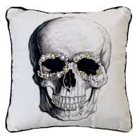 Beaded Skull Square Throw Pillow, 18"