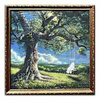 Ghost on a Swing Enhanced Canvas Wall Art, 12"