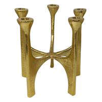 5-Taper Gold Metal Round Taper Candle Holder, 9"