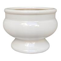 White Ceramic Pedestal Vase, 7"