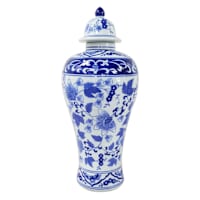 Blue Ceramic Jar, 16.25"