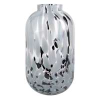 Clear Glass Vase with Black and Grey Dots, 9.7"