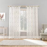 Larissa Pink Bow Tab Single Window Curtain Panel, 84"