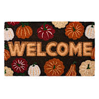 Printed Pumpkins & Embossed Welcome Coir Mat, 18x30