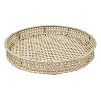 Round Rattan Cane Tray, 17"