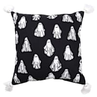 Ghost Embroidered Cotton Throw Pillow, 18"