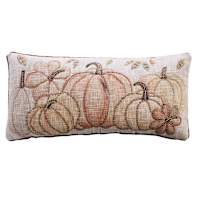 Beaded Neautral Pumpkins Throw Pillow, 14x30
