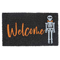 Happy Haunting Welcome Skeleton Printed Coir Mat, 18x30
