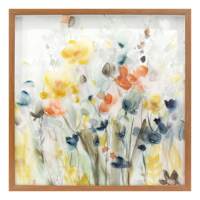 Glass Framed Multicolor Floral Print Wall Art, 21"