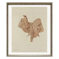 Glass Framed Horse Saddle Print Wall Art, 25x23