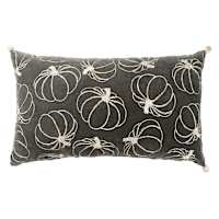 Embroidered Pumpkin Oblong Throw Pillow with Tassels, 14x24