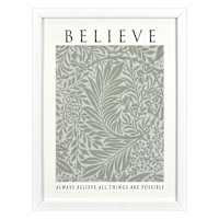 Glass Framed Believe Print Wall Art, 13x17
