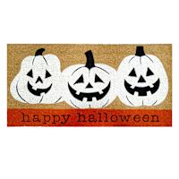 Happy Haunting White Jack-'o-Lantern Happy Halloween Coir Mat, 22x47