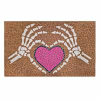 Hey Boo! Glittered Skeleton Hand & Heart Coir Mat, 18x30
