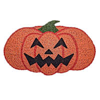 Happy Haunting Jack-'o-Lantern Shaped Coir Mat, 18x30