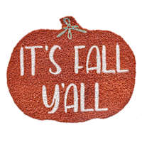 Homespun Harvest It's Fall Y'all Pumpkin Shaped Coir Mat, 18x30