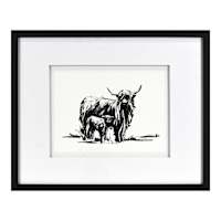 Glass Framed Cow Print Wall Art, 21x27