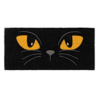Spellbound Black Cat Face Coir Mat, 22x47
