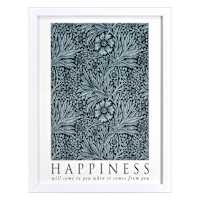 Glass Framed Happiness Print Wall Art, 13x17
