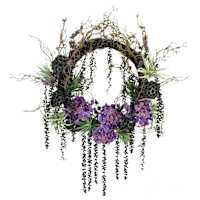 Grim Gardens Mixed Succulent Hydrangea Wreath, 24"
