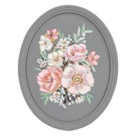Black & Pink Floral Oval Wall Art, 16x20