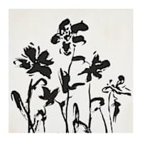 Hand Painted Black Floral Wall Art, 36"