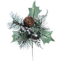 Metallic Ball, Berry, & Pine Pick, 8"