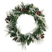 24In Pre Lit Snowy Cedar Wreath