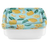 20-Piece Lemons Blue Rectangle Food Storage Set