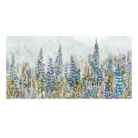 Blue Floral Canvas Wall Art, 40x20