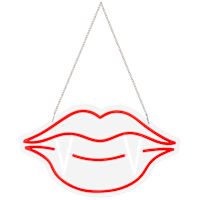 Red & White Neon Vampire Mouth Hanging Halloween Décor