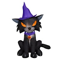 Head-Turning Witchy Cat Halloween Inflatable, 6.5'