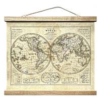 World Map Canvas Wall Tapestry, 27x31