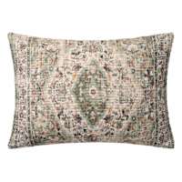 Green Printed Throw Pillow, 14x20