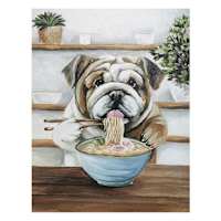 A Dog with Ramen Canvas Wall Art, 12x16