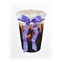 Coffee with Purple Bow Canvas Wall Art 12x16