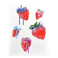 Strawberries with Bows Canvas Wall Art, 12x16