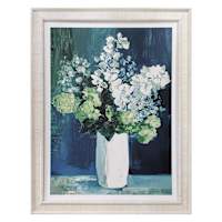 Glass Framed Hygrangea with Teal Print Wall Art, 21x27