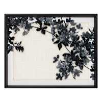 Glass Framed Matted Black Florals Wall Art, 20x16