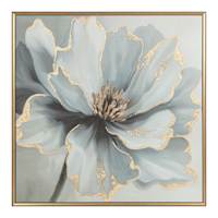 Framed Blue & Gold Single Floral Canvas Wall Art, 48"