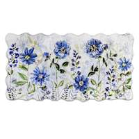 Cook 'N Comfort Blue Floral Scalloped Kitchen Mat, 20x39