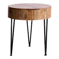 Found & Fable Round Mango Wooden Accent Table, Natural Mango Finish