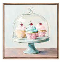 Framed Cupcake Trio Stand Canvas Wall Art, 14"