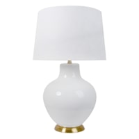 White Ceramic Oversized Lamp with Shade, 27"