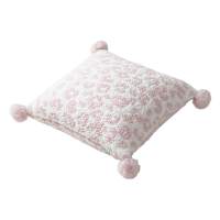 Pink Reversible Cozy Knit with Pom Poms Throw Pillow, 18"